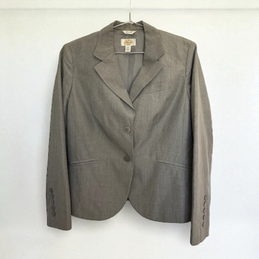 Talbots 100% Silk Gray Blazer Jacket Size 10 | Career Professional Academia - Picture 2 of 12